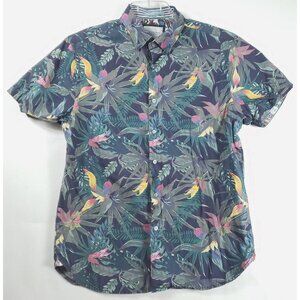 Cactus Man Ricky Singh Shirt Mens Medium Blue Green Hawaiian Short Sleeve Floral